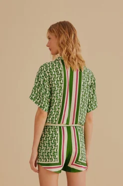 GREEN PINEAPPLE SCARF SHORTS
