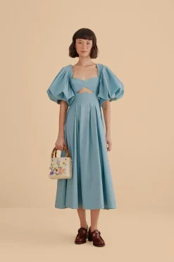 GREY BLUE CUT OUT MIDI DRESS