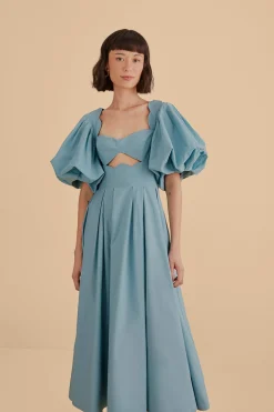  GREY BLUE CUT OUT MIDI DRESS