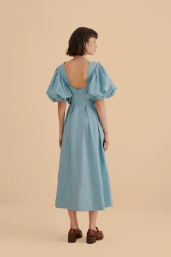  GREY BLUE CUT OUT MIDI DRESS