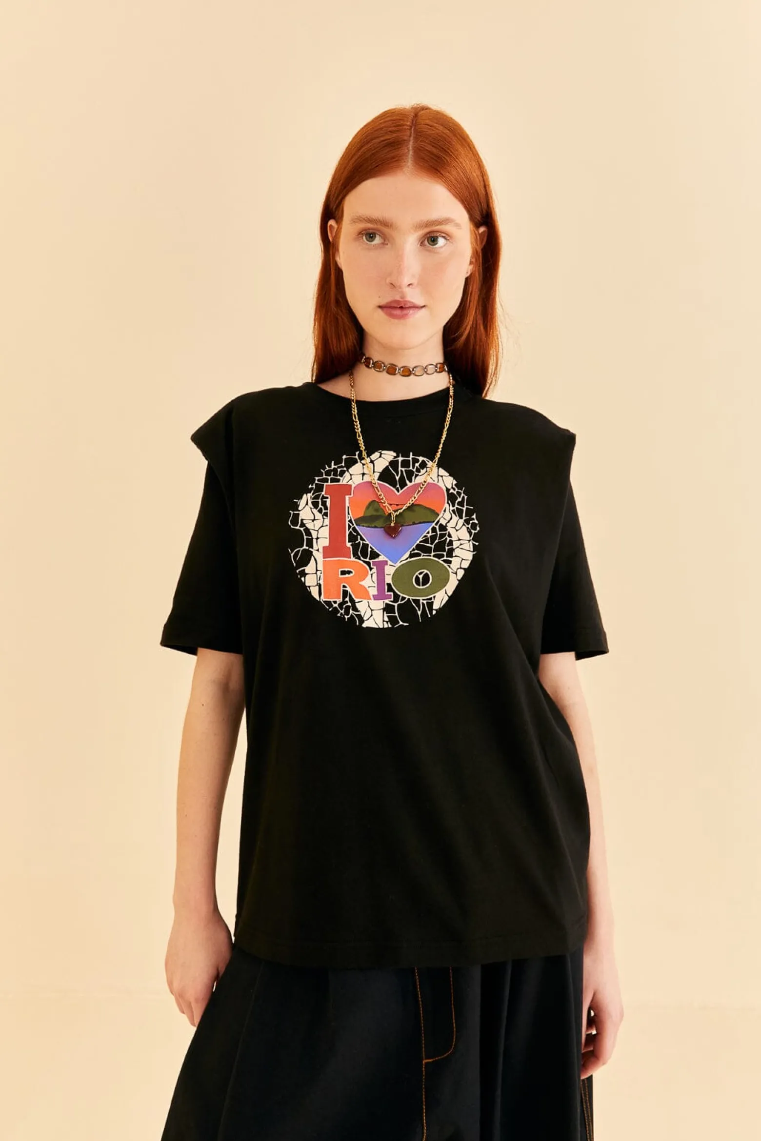 I LOVE RIO SHOULDER PADS ORGANIC COTTON T-SHIRT