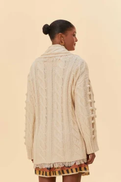 KHAKI BRAIDED KNIT CARDIGAN