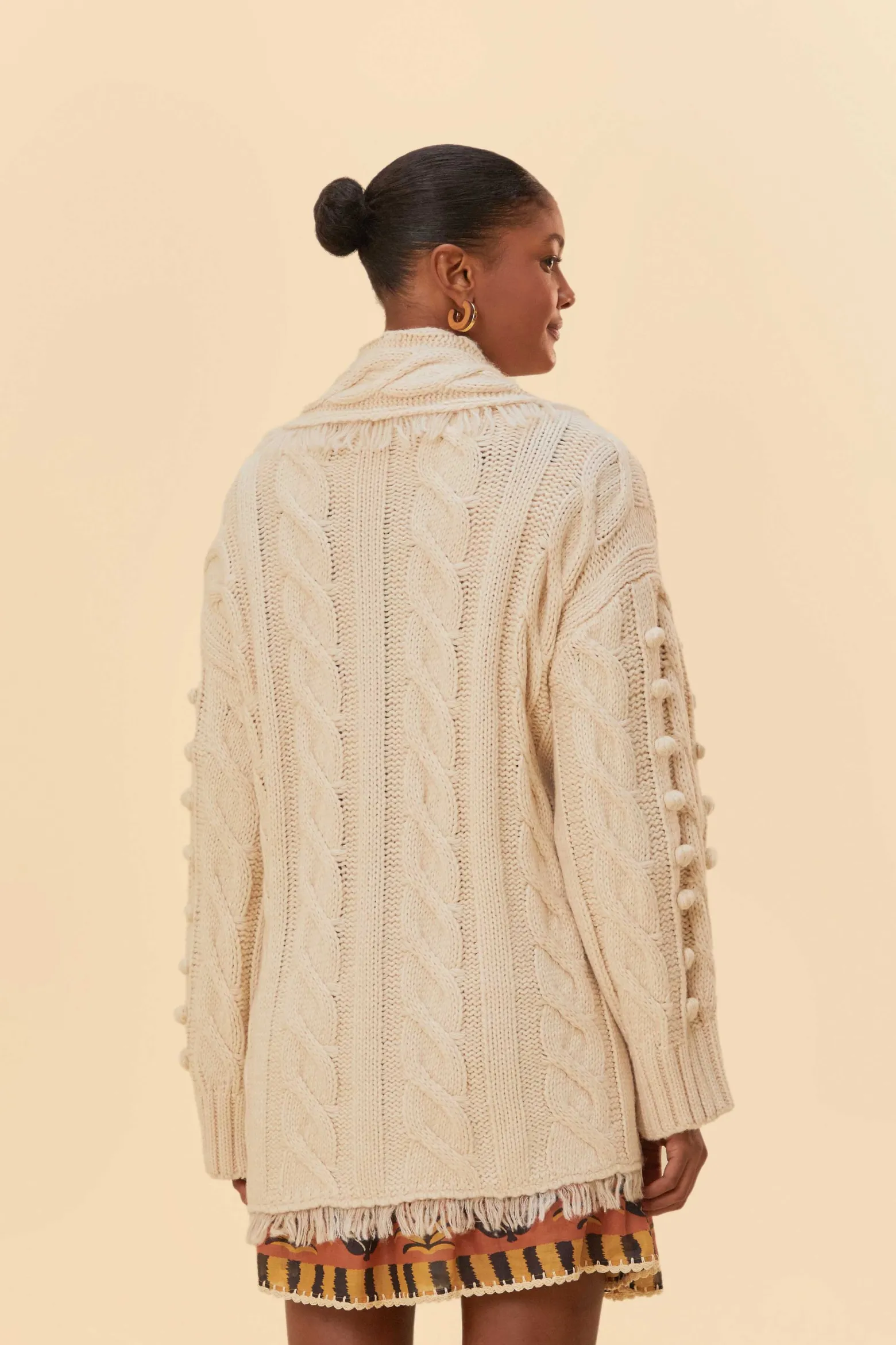 KHAKI BRAIDED KNIT CARDIGAN