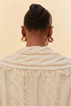 KHAKI BRAIDED KNIT CARDIGAN