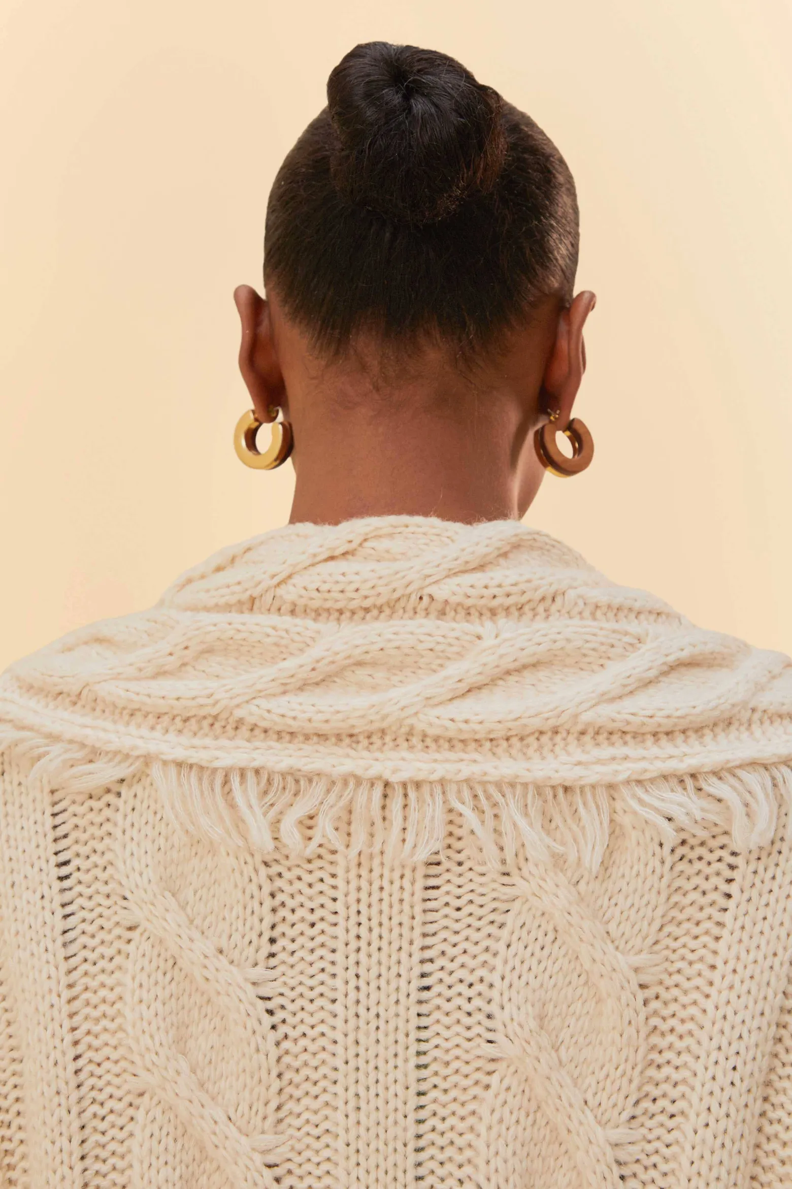 KHAKI BRAIDED KNIT CARDIGAN