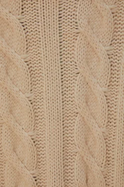 KHAKI BRAIDED KNIT CARDIGAN