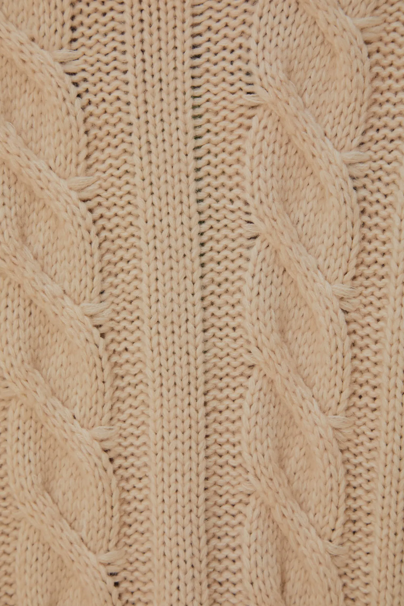 KHAKI BRAIDED KNIT CARDIGAN