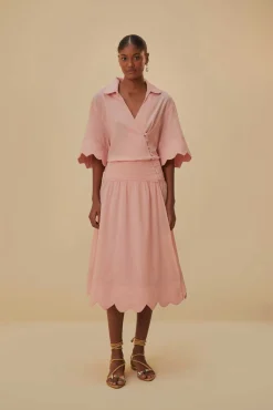 LIGHT PINK HEART DETAILED MIDI DRESS