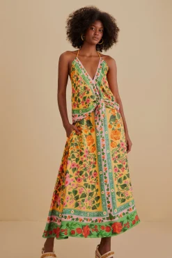 LIGHT YELLOW HEART IVY MIDI SKIRT