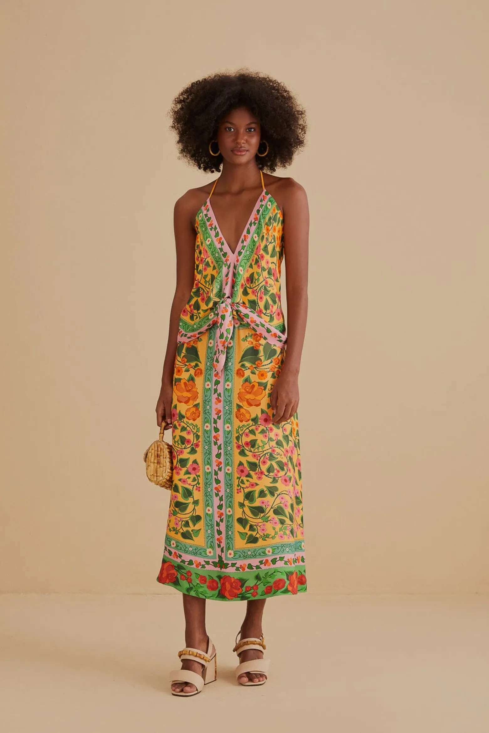 LIGHT YELLOW HEART IVY MIDI SKIRT