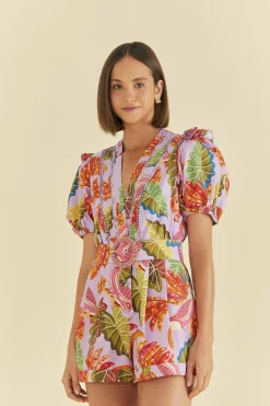  LILAC BEAKS &AMP; BANANAS V NECK ROMPER