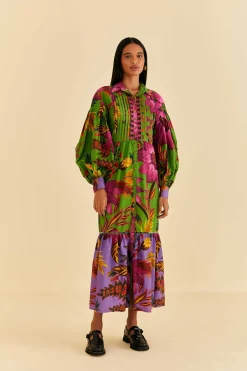 MAXI FLOWERS ORGANIC COTTON MAXI DRESS