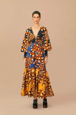MIXED BANANADA LONG SLEEVE MAXI DRESS