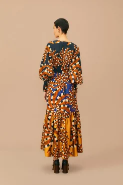  MIXED BANANADA LONG SLEEVE MAXI DRESS