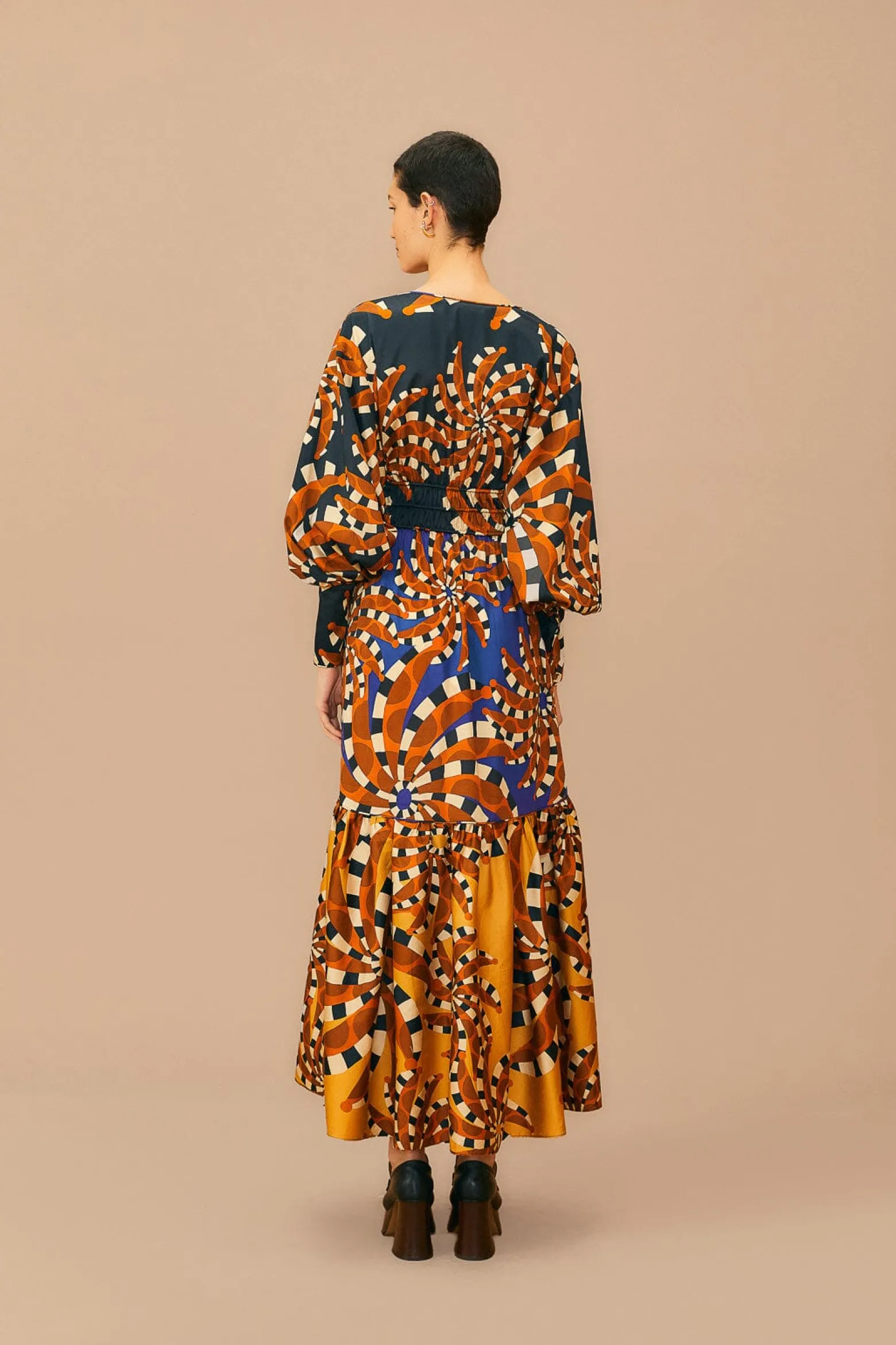 MIXED BANANADA LONG SLEEVE MAXI DRESS