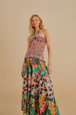 MIXED HEART IVY SCARF SLEEVELESS MIDI DRESS