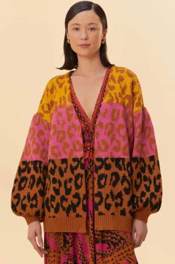 MIXED LEOPARDS KNIT CARDIGAN
