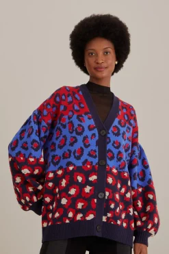 MIXED LEOPARDS KNIT CARDIGAN