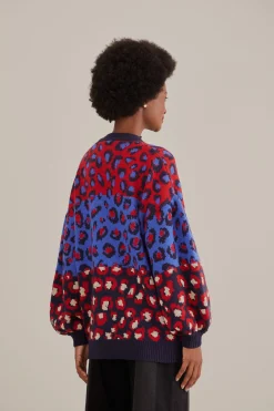 MIXED LEOPARDS KNIT CARDIGAN