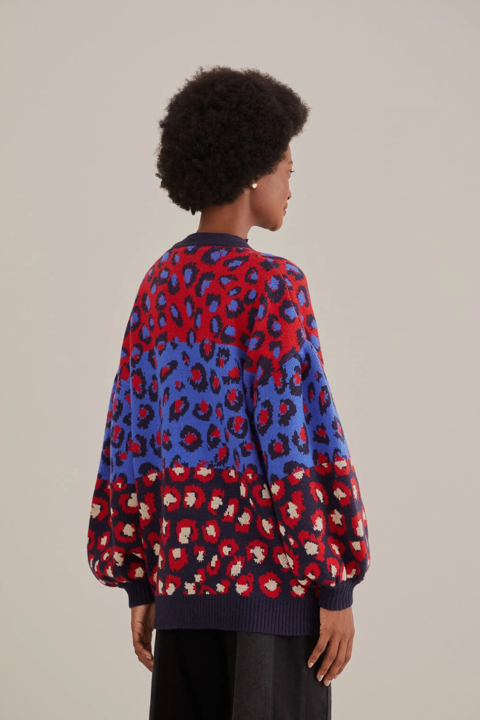 MIXED LEOPARDS KNIT CARDIGAN