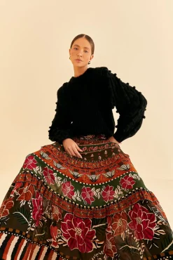 MULTICOLOR AINIKA FLORAL GARDEN TIERED MAXI SKIRT