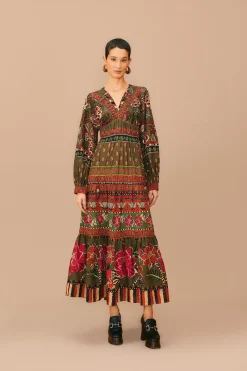 MULTICOLOR AINIKA FLORAL GARDEN MAXI DRESS