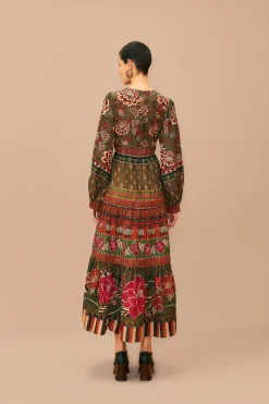 MULTICOLOR AINIKA FLORAL GARDEN MAXI DRESS