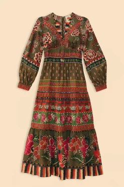 MULTICOLOR AINIKA FLORAL GARDEN MAXI DRESS