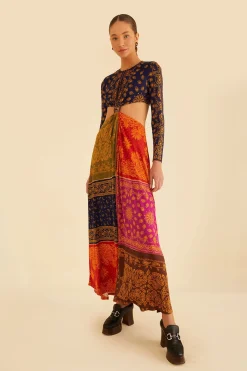 MULTICOLOR BANDANA DREAM CUT OUT MAXI DRESS