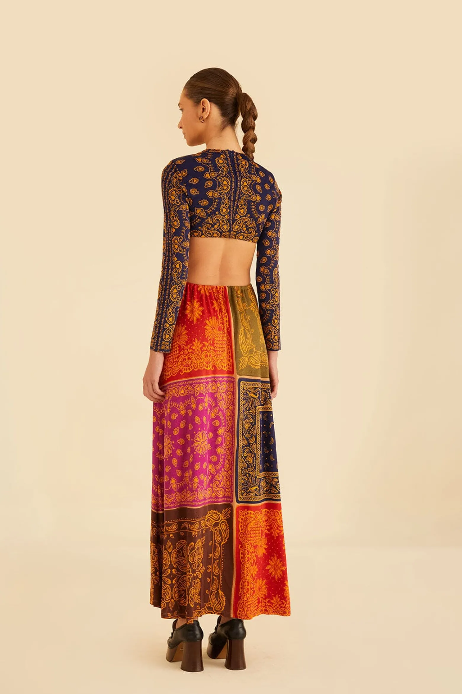 MULTICOLOR BANDANA DREAM CUT OUT MAXI DRESS