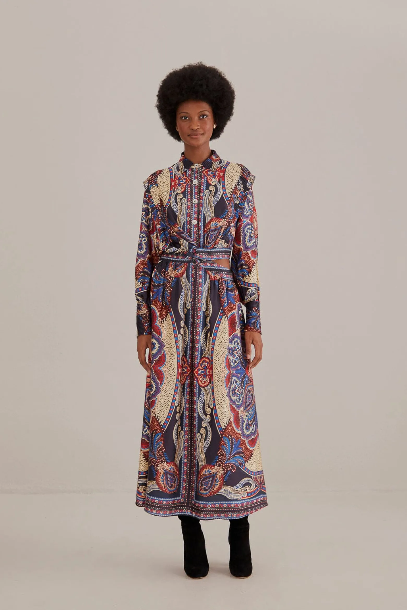 MULTICOLOR ENERGY SCARF CUT-OUT MAXI DRESS