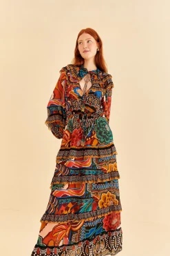 MULTICOLOR FALL MIX MAXI DRESS