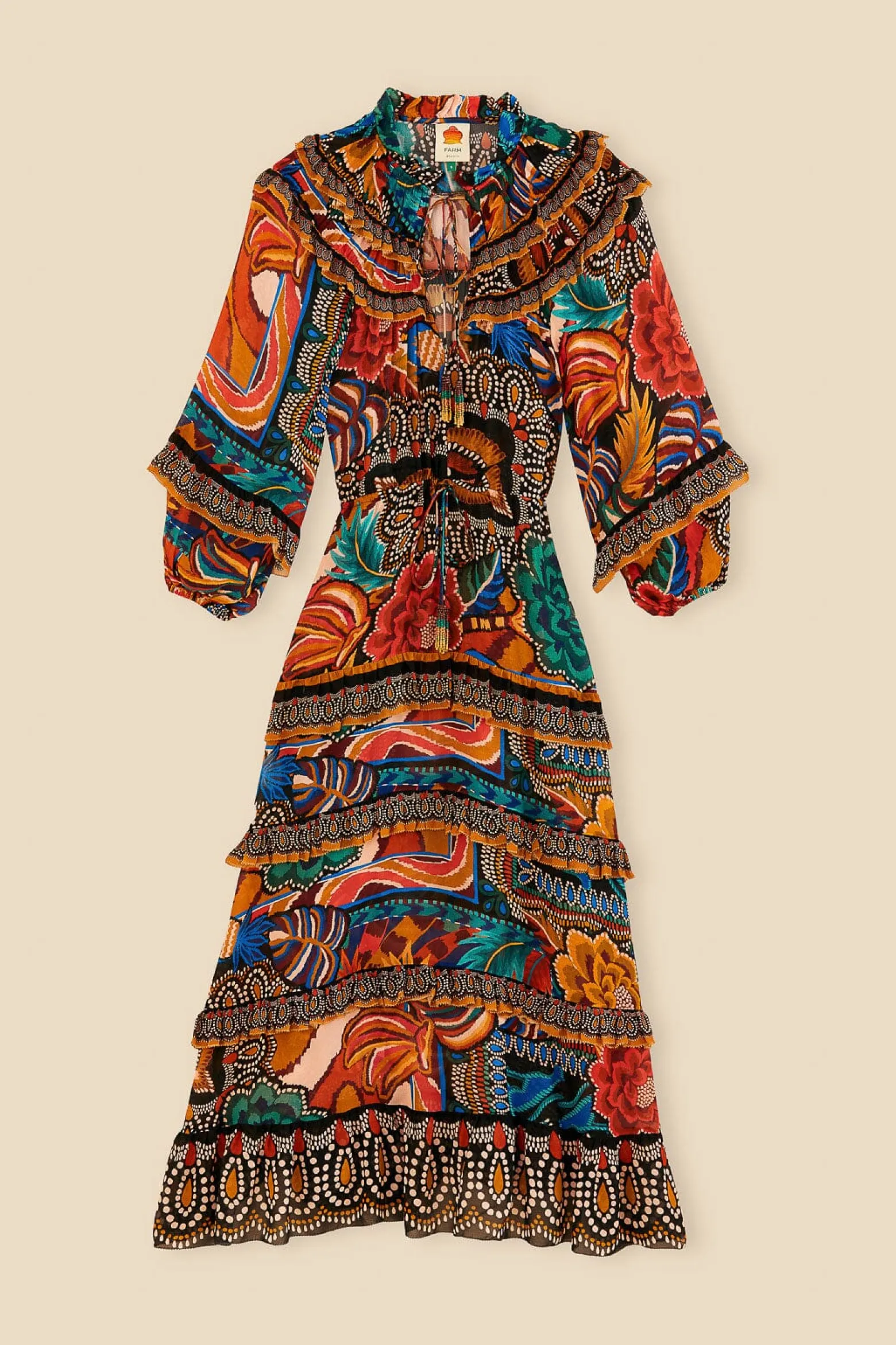 MULTICOLOR FALL MIX MAXI DRESS
