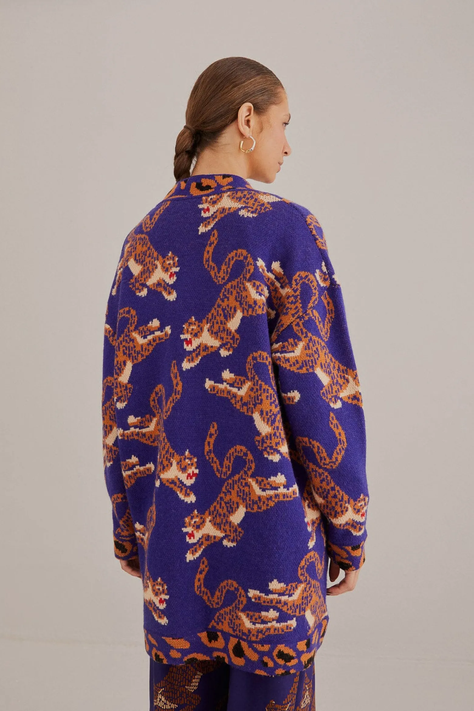 NAVY BLUE LEOPARDS KNIT CARDIGAN