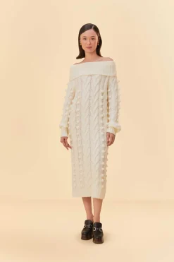 OFF-WHITE BRAIDED MIDI SWEATER DRESS