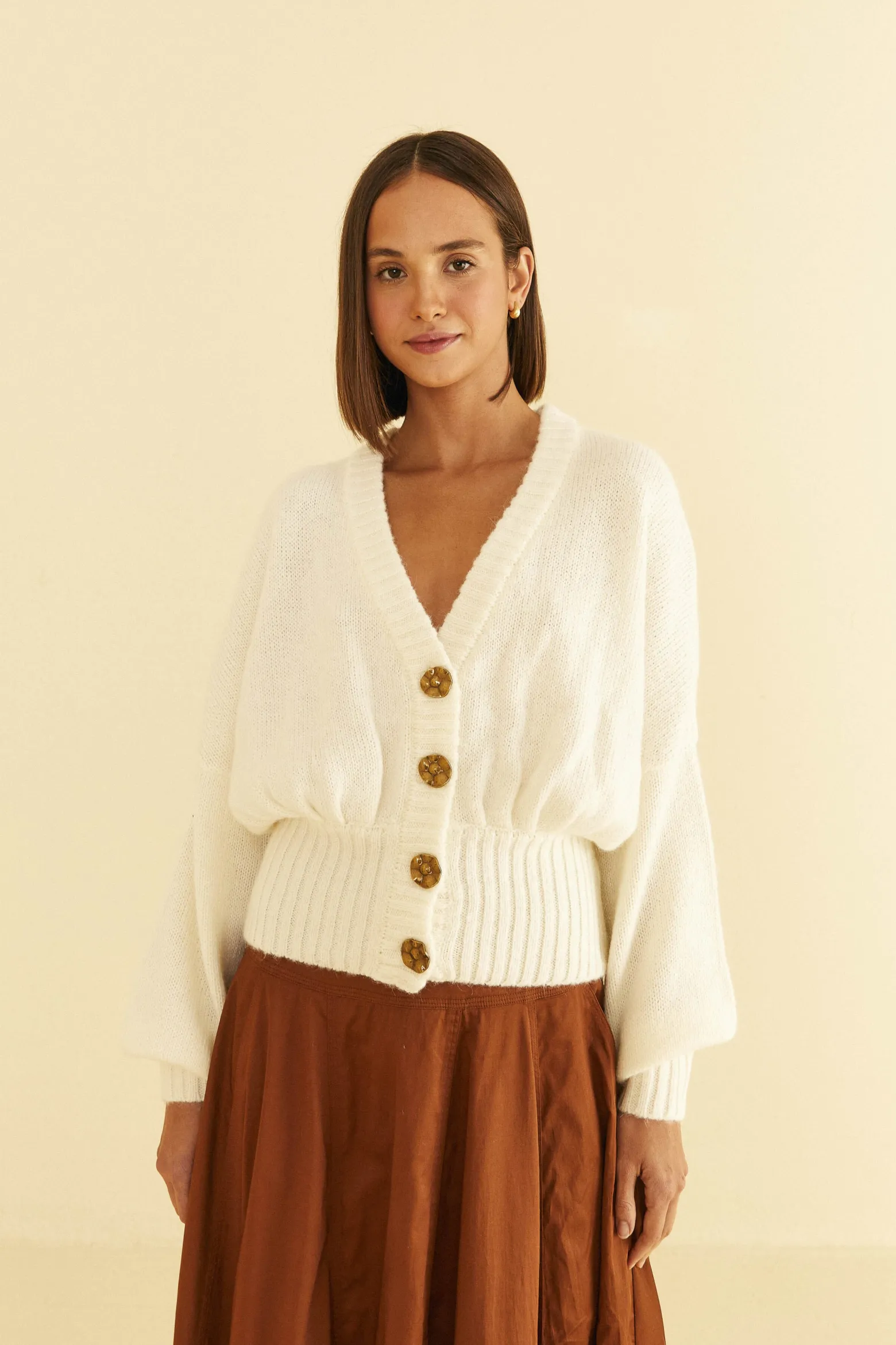 OFF-WHITE BUBBLE KNIT CARDIGAN