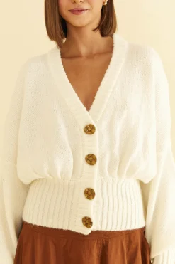 OFF-WHITE BUBBLE KNIT CARDIGAN