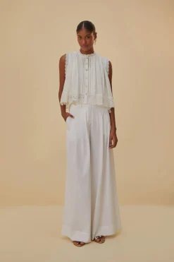OFF-WHITE LINEN LOW WAIST PANTS