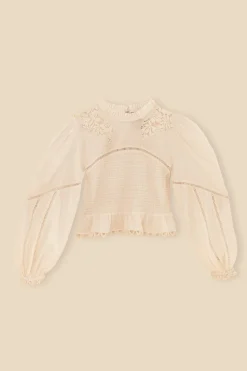 OFF-WHITE SMOCKED BLOUSE