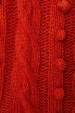 ORANGE BRAIDED KNIT CARDIGAN