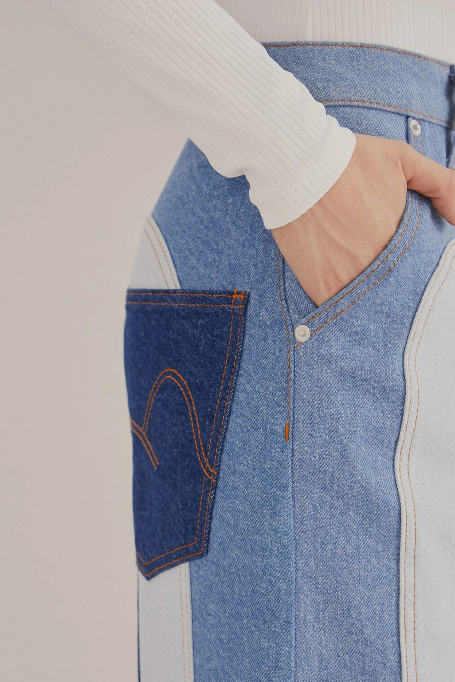 PATCHWORK DENIM WIDE PANTS