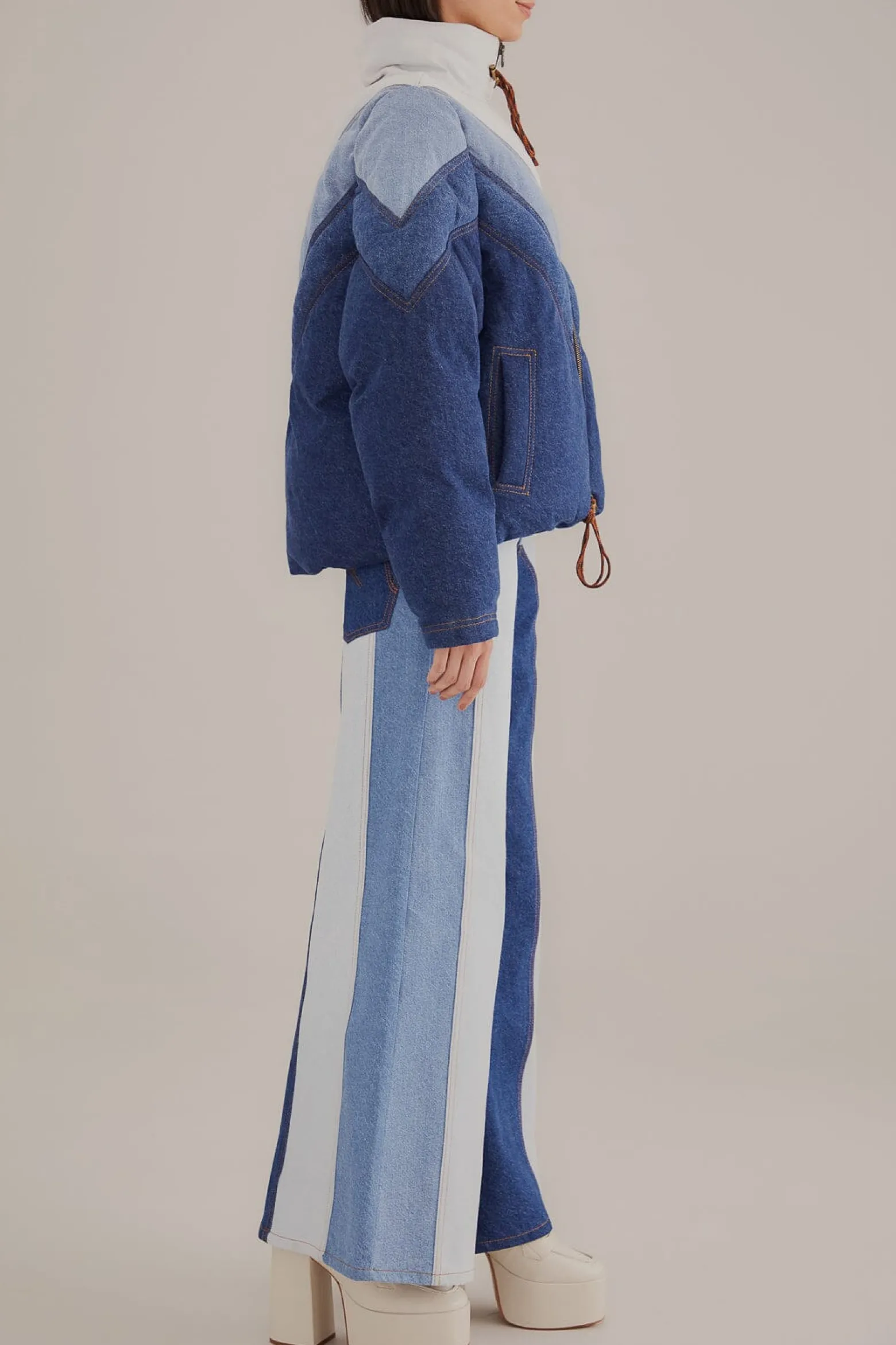 PATCHWORK DENIM WIDE PANTS