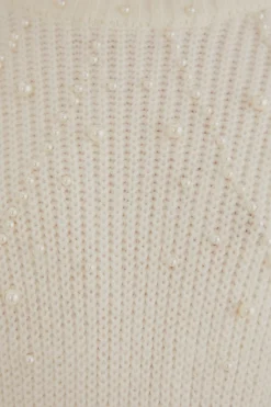 PEARL EMBROIDERED BUBBLE SWEATER