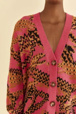 PINK CROCO KNIT CARDIGAN