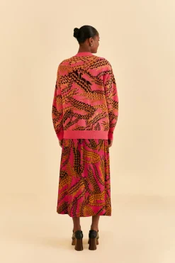 PINK CROCO MIDI SKIRT