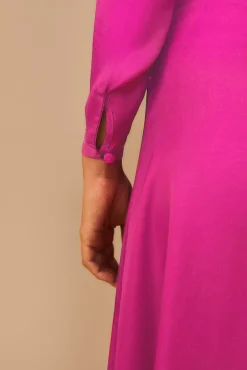 PINK LONG SLEEVE MAXI DRESS