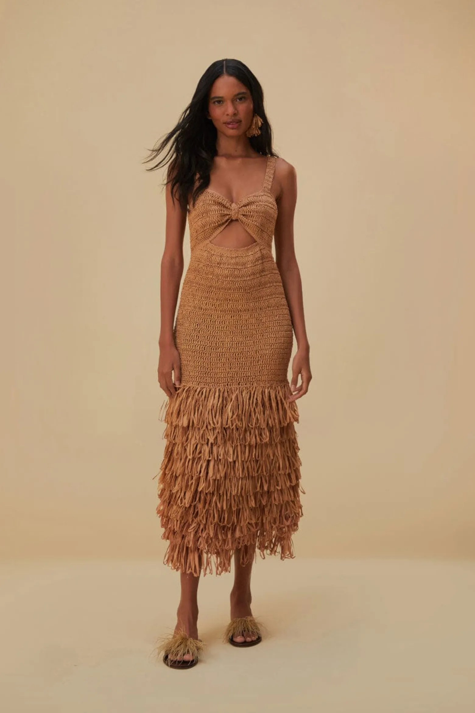 RAFFIA CUT-OUT MIDI DRESS
