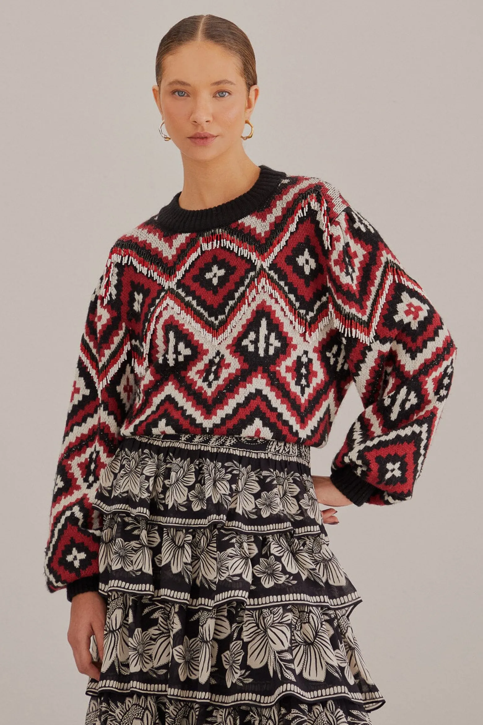 RAUTI BEADED KNIT SWEATER