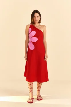 RED CUT-OUT FLOWER DRESS