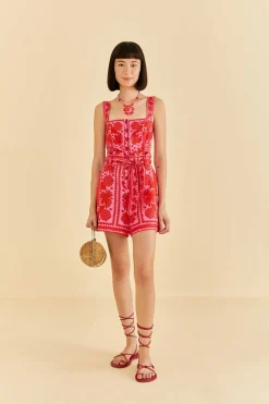  RED JUNGLE SCARF ROMPER